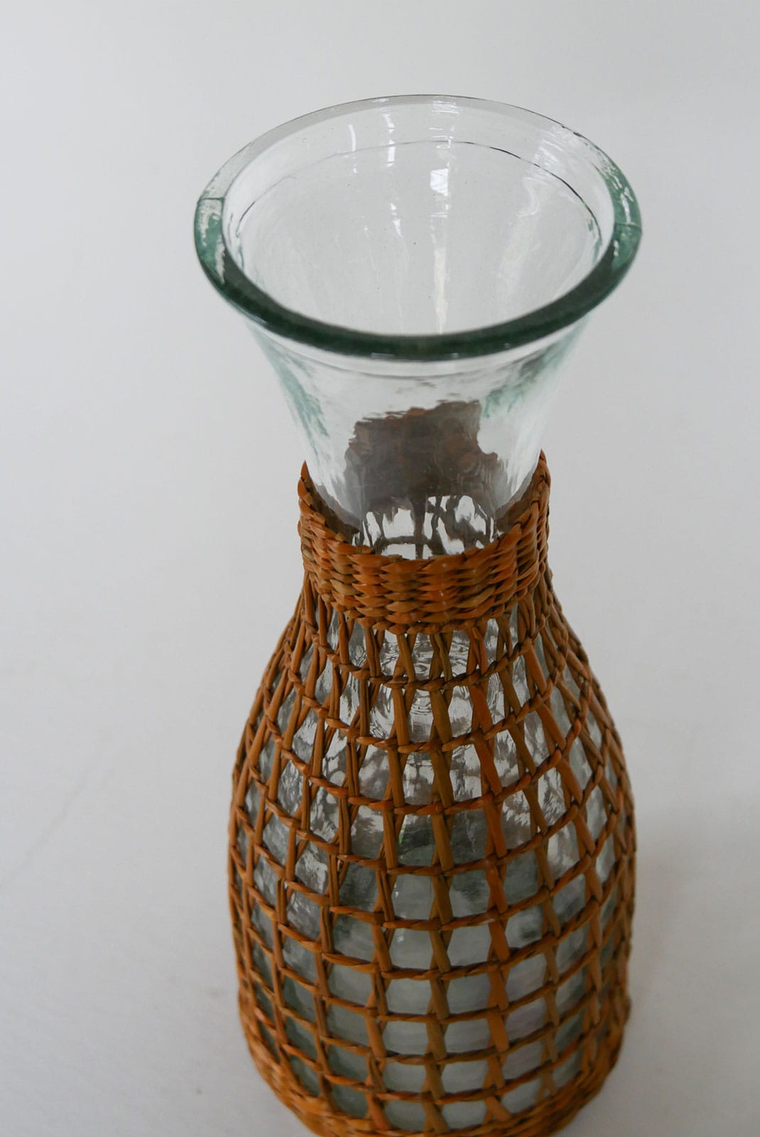 Vintage Wicker Wrapped Carafe, Vintage Demijohn, Vintage Wicker Demijohn, Vintage Wicker Vase, Vintage Rattan Wicker Vase, Primitive Wicker Vase