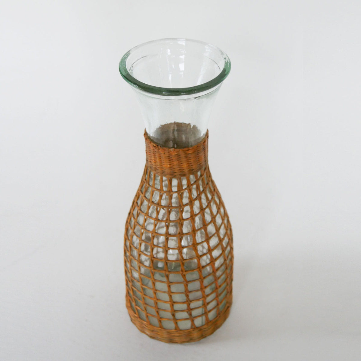 Vintage Wicker Wrapped Carafe, Vintage Demijohn, Vintage Wicker Demijohn, Vintage Wicker Vase, Vintage Rattan Wicker Vase, Primitive Wicker Vase