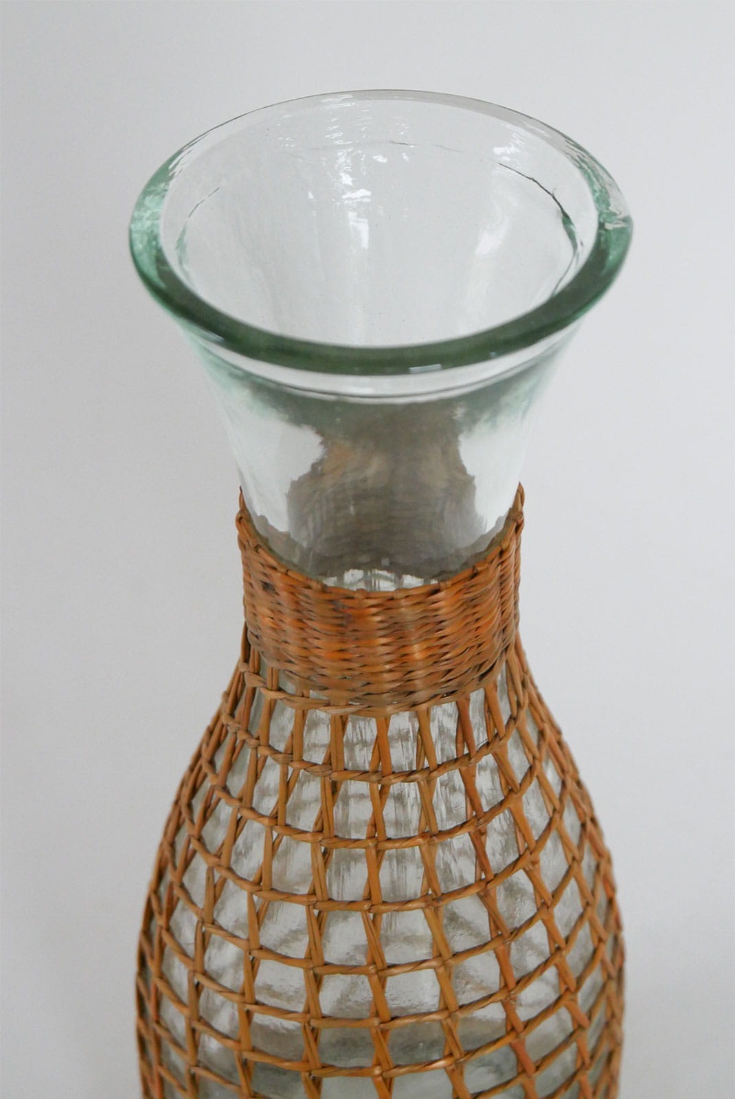 Vintage Wicker Wrapped Carafe, Vintage Demijohn, Vintage Wicker Demijohn, Vintage Wicker Vase, Vintage Rattan Wicker Vase, Primitive Wicker Vase
