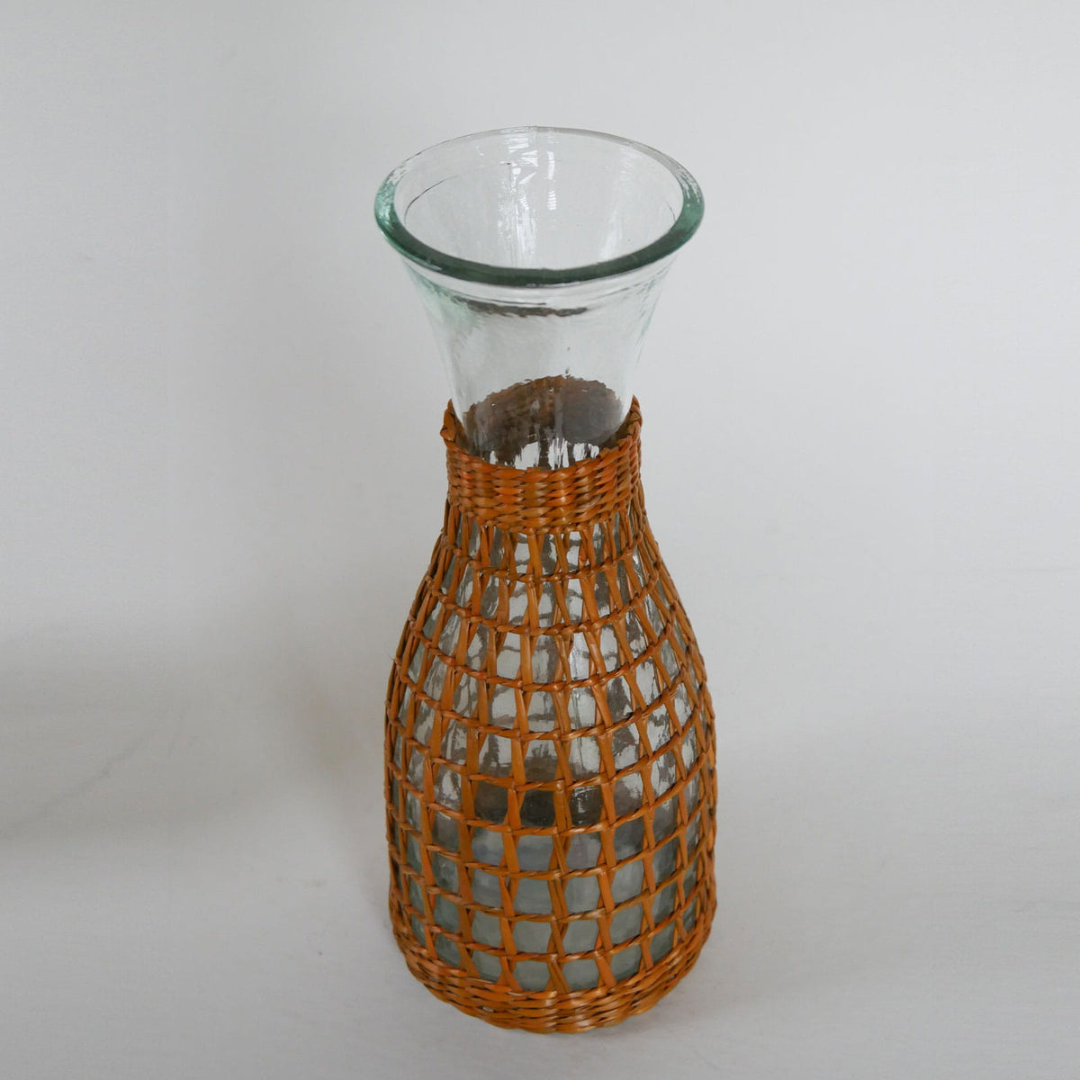Vintage Wicker Wrapped Carafe, Vintage Demijohn, Vintage Wicker Demijohn, Vintage Wicker Vase, Vintage Rattan Wicker Vase, Primitive Wicker Vase