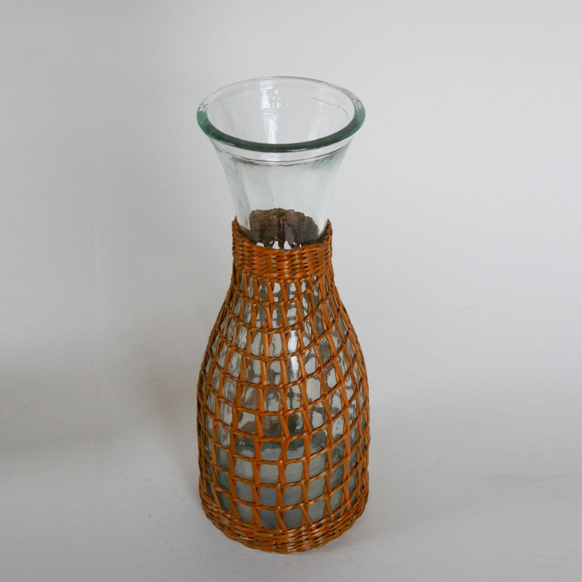 Vintage Wicker Wrapped Carafe, Vintage Demijohn, Vintage Wicker Demijohn, Vintage Wicker Vase, Vintage Rattan Wicker Vase, Primitive Wicker Vase