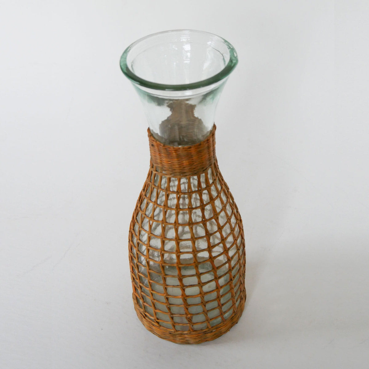 Vintage Wicker Wrapped Carafe, Vintage Demijohn, Vintage Wicker Demijohn, Vintage Wicker Vase, Vintage Rattan Wicker Vase, Primitive Wicker Vase