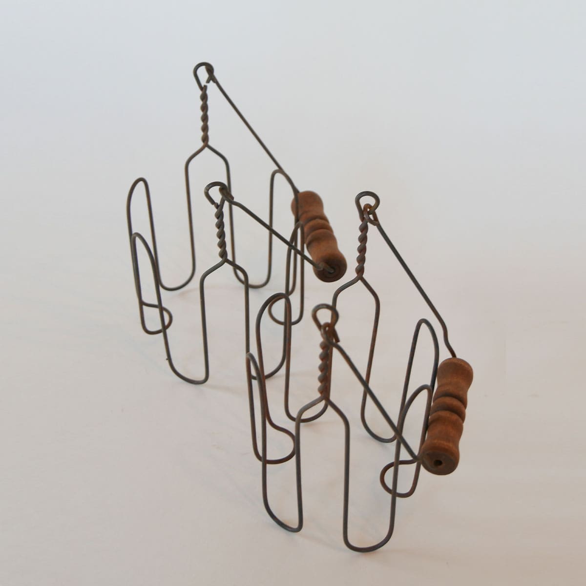 Vintage Wire Jar Holder with Wood Handle, Each Sold Separately