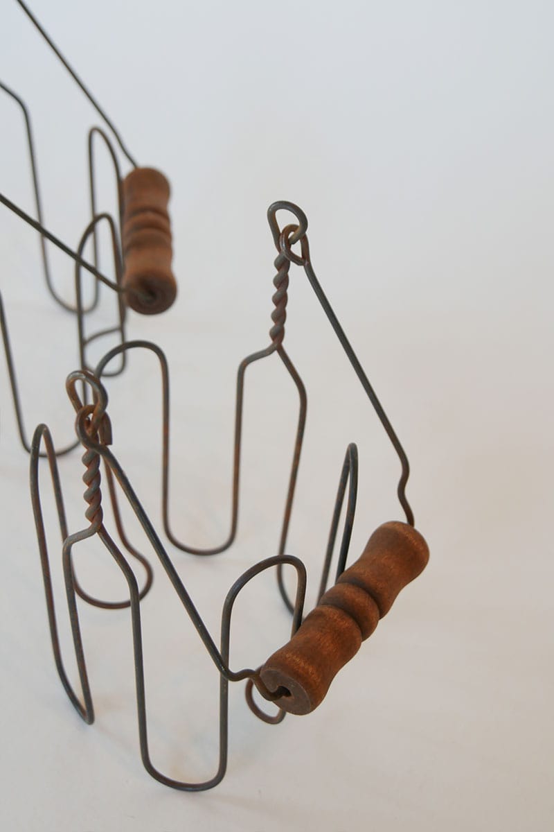 Vintage Wire Jar Holder with Wood Handle, Each Sold Separately