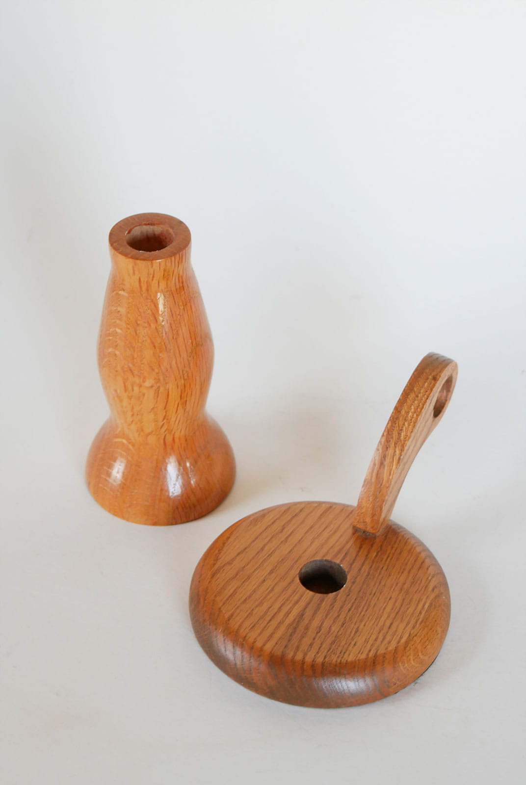 Vintage Wooden Candlestick Holders, Oak Wood Candleholder, Vintage Wood Candlestick Holder, Wood Chamber Candlestick Holder, Cottagecore Candleholder