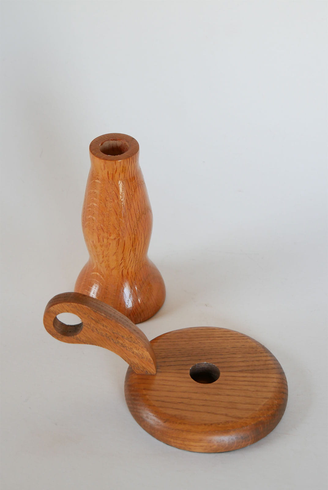 Vintage Wooden Candlestick Holders, Oak Wood Candleholder, Vintage Wood Candlestick Holder, Wood Chamber Candlestick Holder, Cottagecore Candleholder