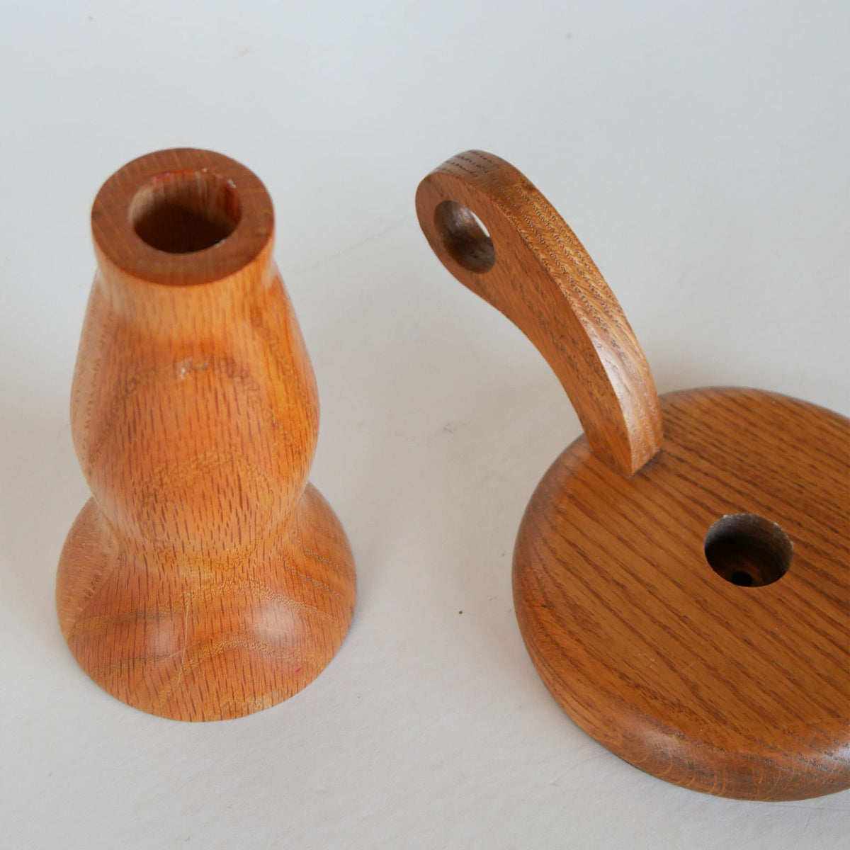 Vintage Wooden Candlestick Holders, Oak Wood Candleholder, Vintage Wood Candlestick Holder, Wood Chamber Candlestick Holder, Cottagecore Candleholder