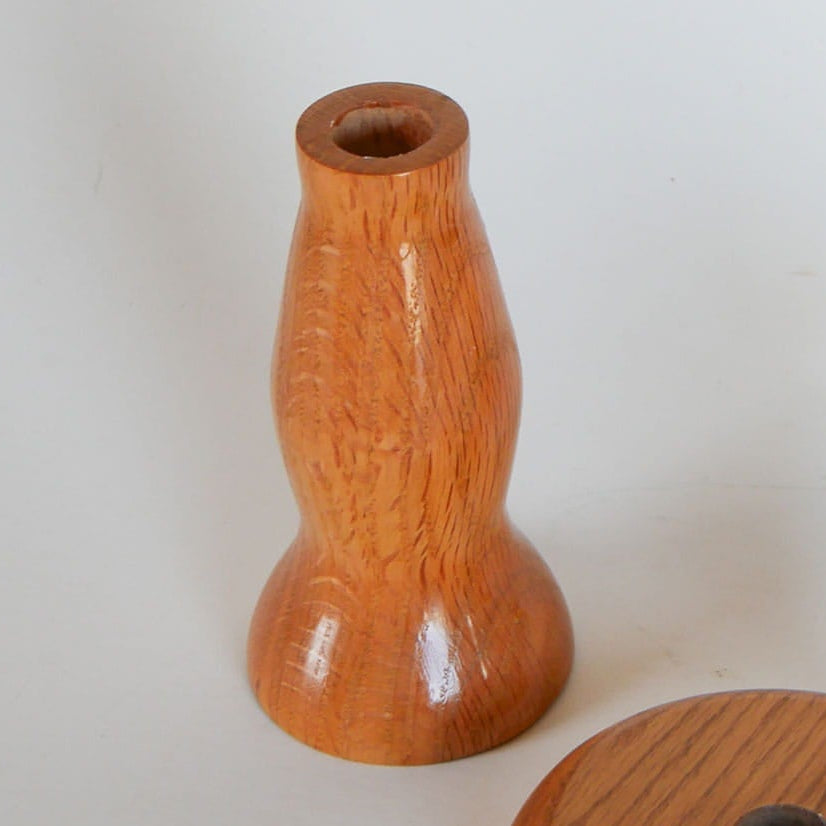 Vintage Wooden Candlestick Holders, Oak Wood Candleholder, Vintage Wood Candlestick Holder, Wood Chamber Candlestick Holder, Cottagecore Candleholder