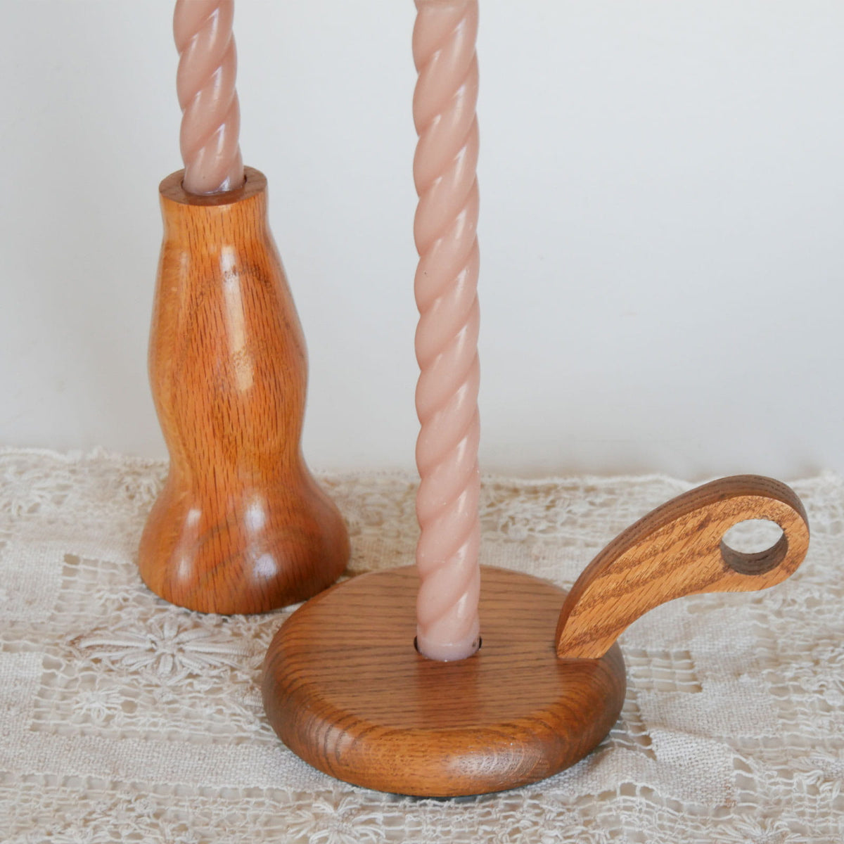 Vintage Wooden Candlestick Holders, Oak Wood Candleholder, Vintage Wood Candlestick Holder, Wood Chamber Candlestick Holder, Cottagecore Candleholder