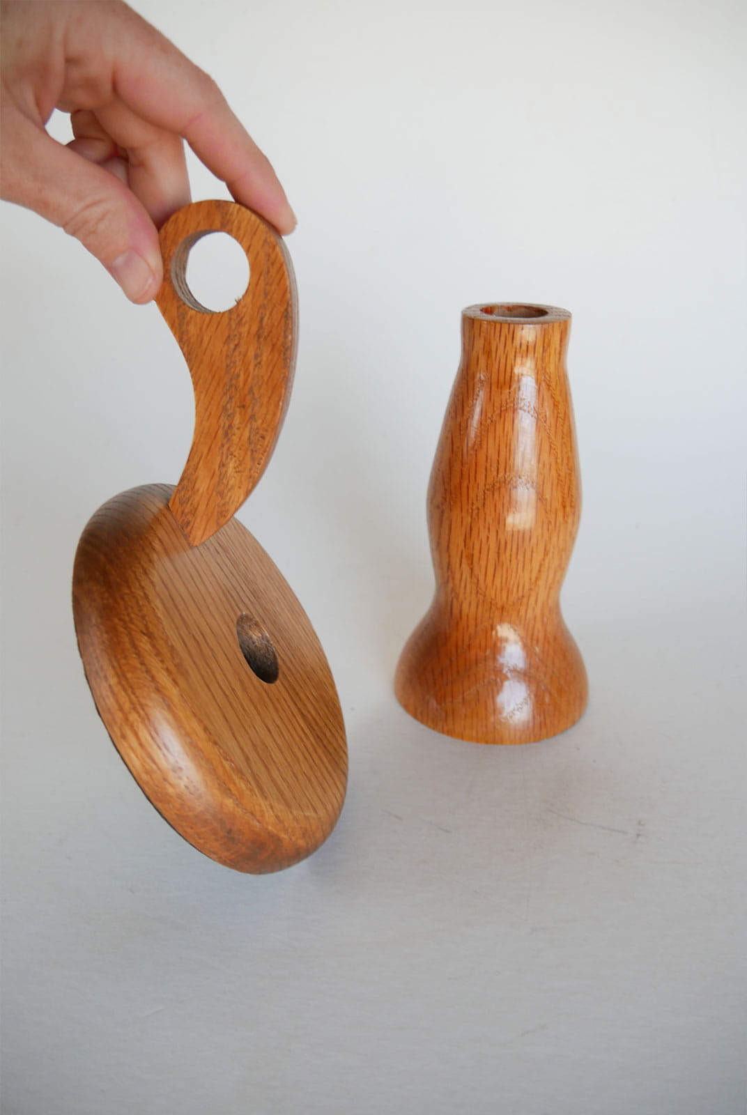 Vintage Wooden Candlestick Holders, Oak Wood Candleholder, Vintage Wood Candlestick Holder, Wood Chamber Candlestick Holder, Cottagecore Candleholder