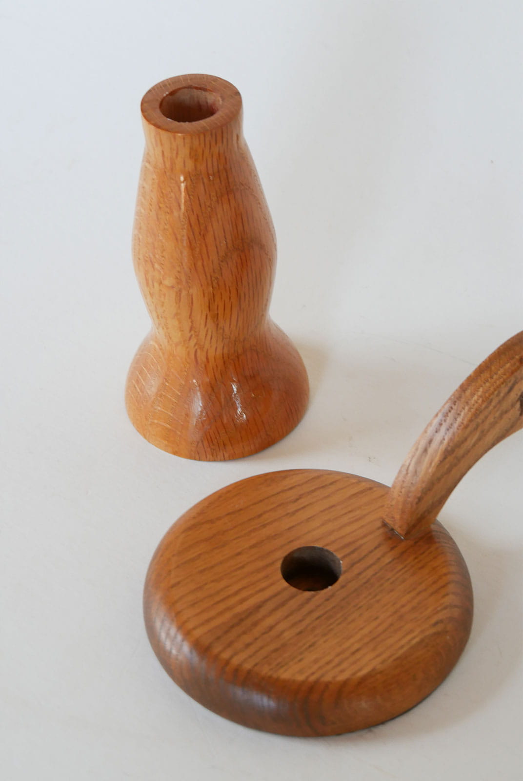 Vintage Wooden Candlestick Holders, Oak Wood Candleholder, Vintage Wood Candlestick Holder, Wood Chamber Candlestick Holder, Cottagecore Candleholder