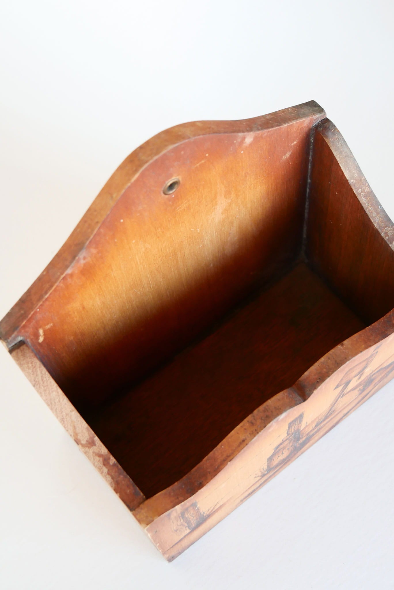 Vintage Wood Wall Pocket, Vintage Country Wall Pocket, Vintage Farm Scene Wall Pocket, Vintage Kitchen Decor, Vintage Wall Box