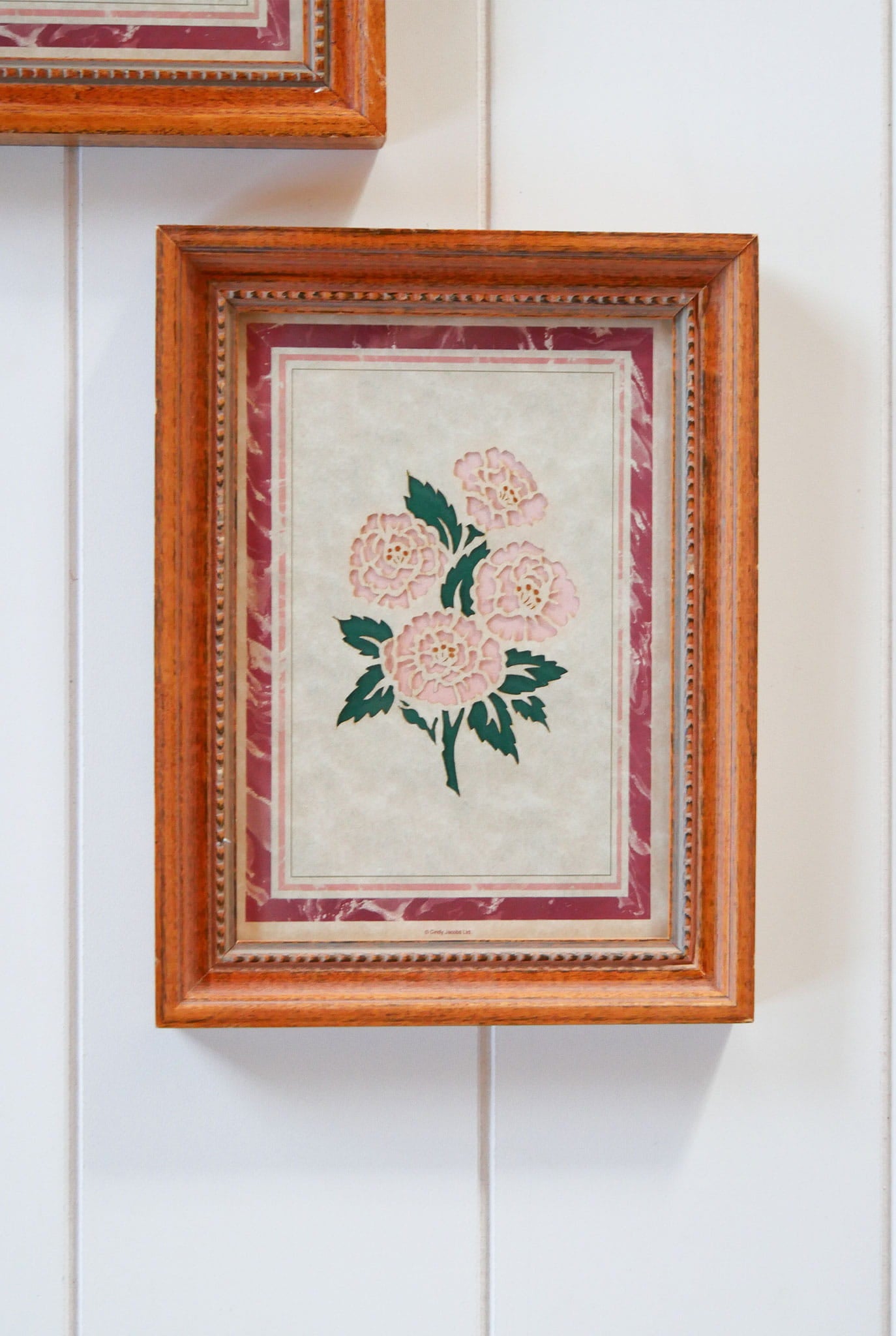 Vintage Framed Pink and Red Rose Cutout Prints, Cottagecore Floral Prints, Vintage Cottage Rose Prints, Vintage Cottagecore wall Decor