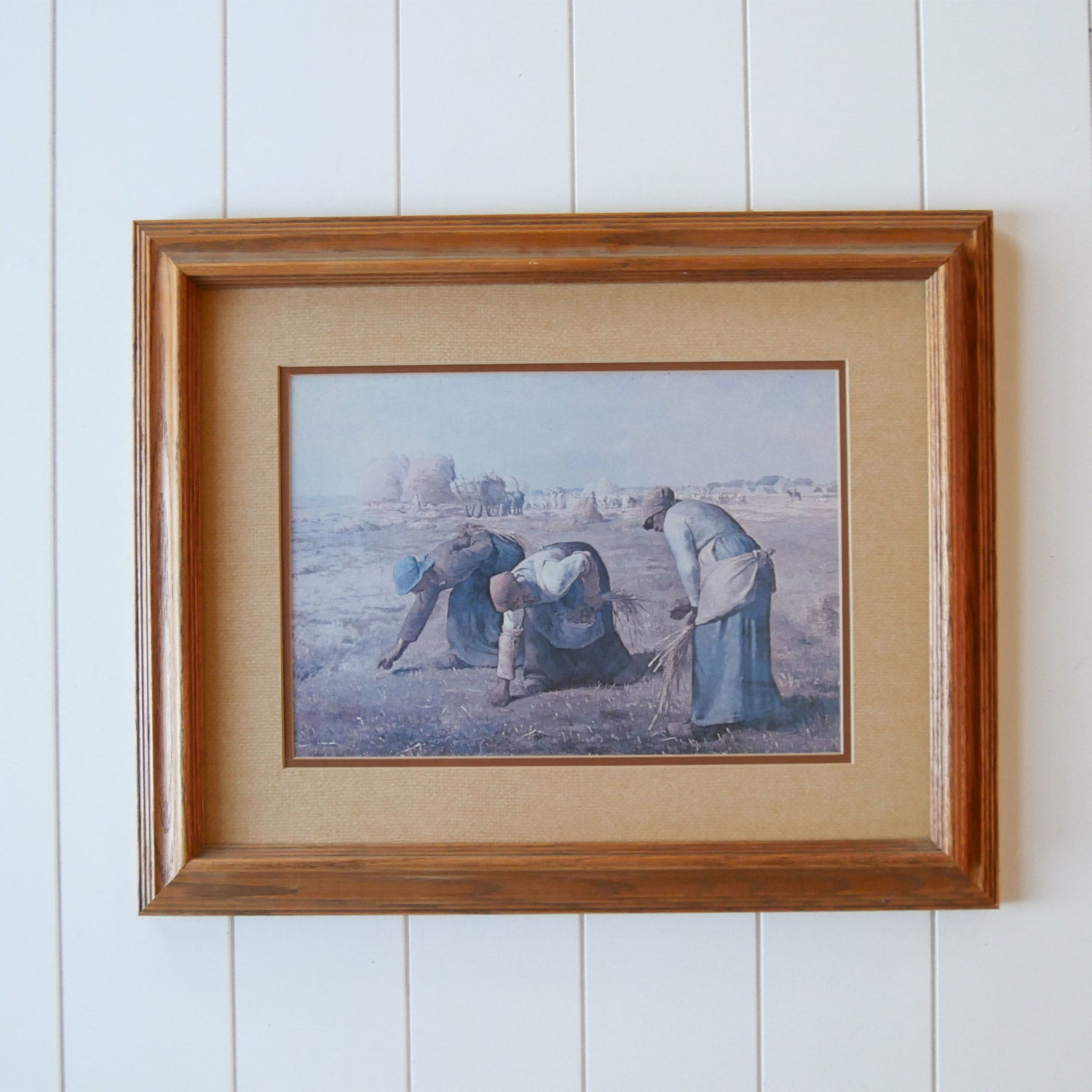 The Gleaners Print, Framed Field Print, Vintage Gleaners Picture, Vintage Farm Print