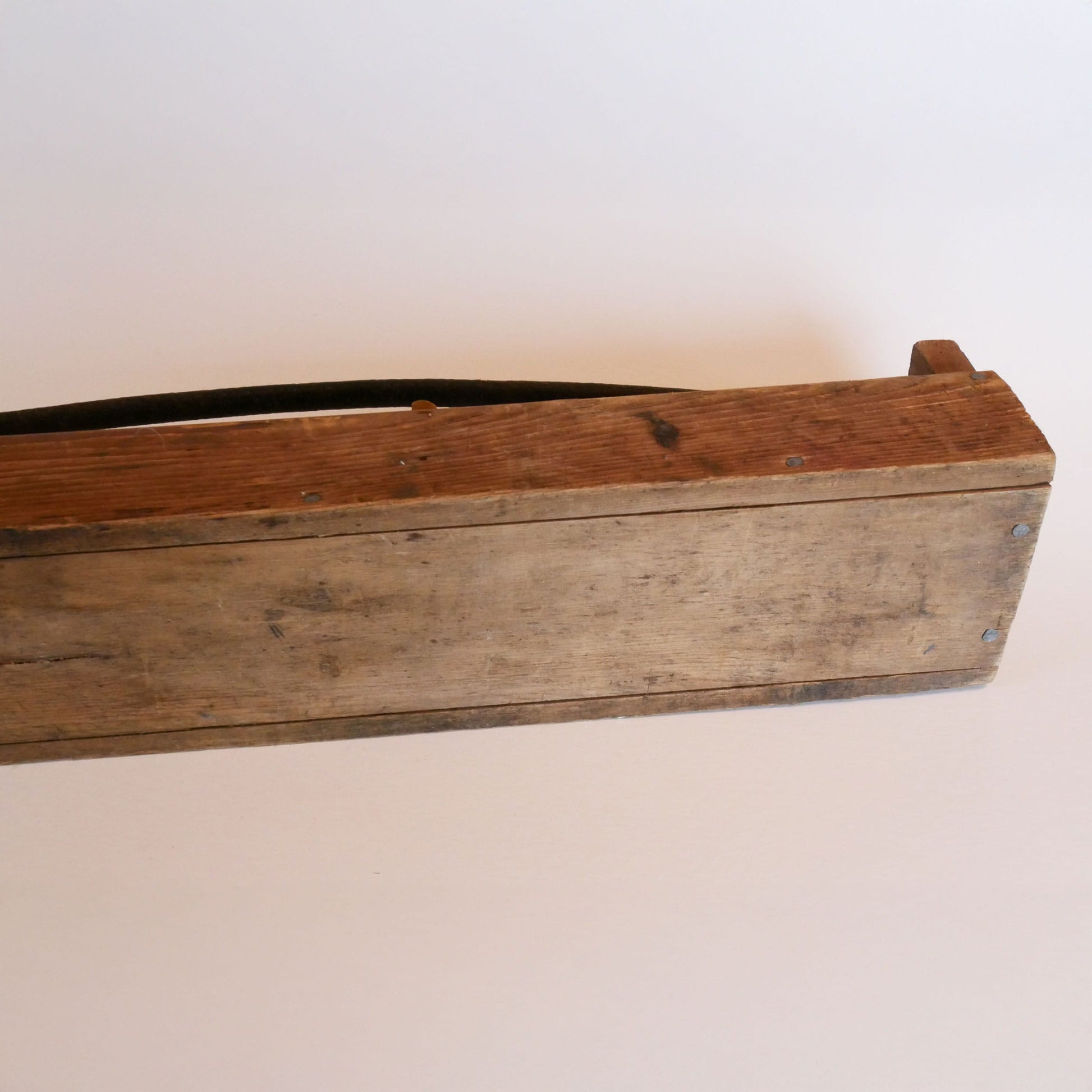 Vintage 23in Handmade Wooden Tool Box, Primitive Toolbox, Vintage Wood Toobl Box, Antique Tool Box, Vintage Wood Rustic Tool Box Leather Handle, VIntage Home Decor, Vintage Wood Table Centerpiece.
