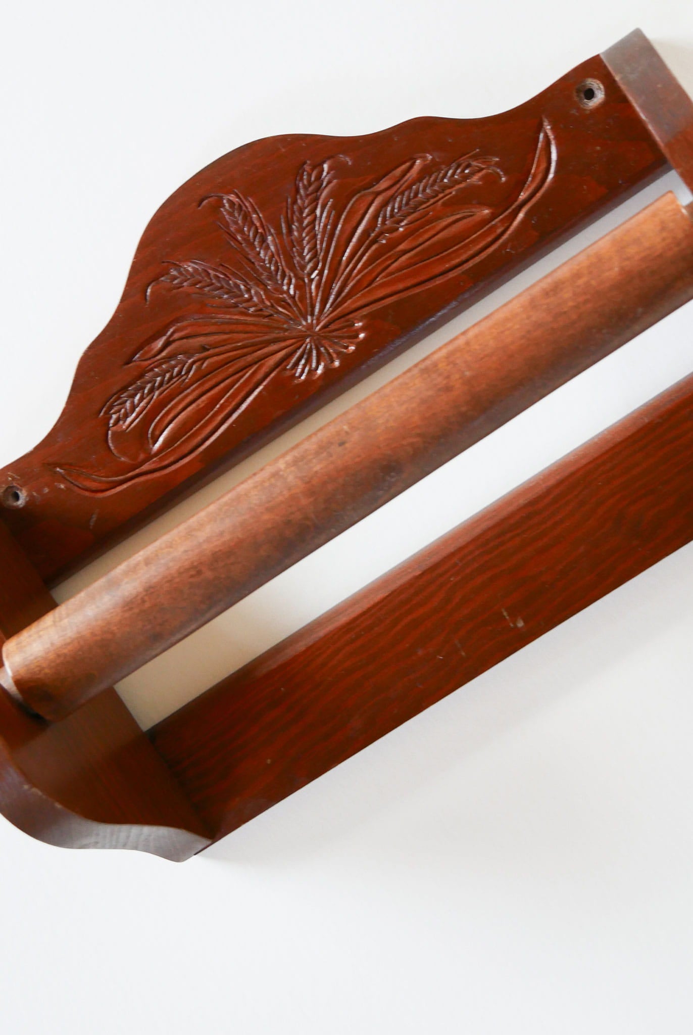 Vintage Wooden Paper Towel Holder, Wheat Design, Vintage Cottage Kitchen Decor, Vintage Wheat Design Wall Decor, Vintage Kitchen Decor, Vintage Home DEcor