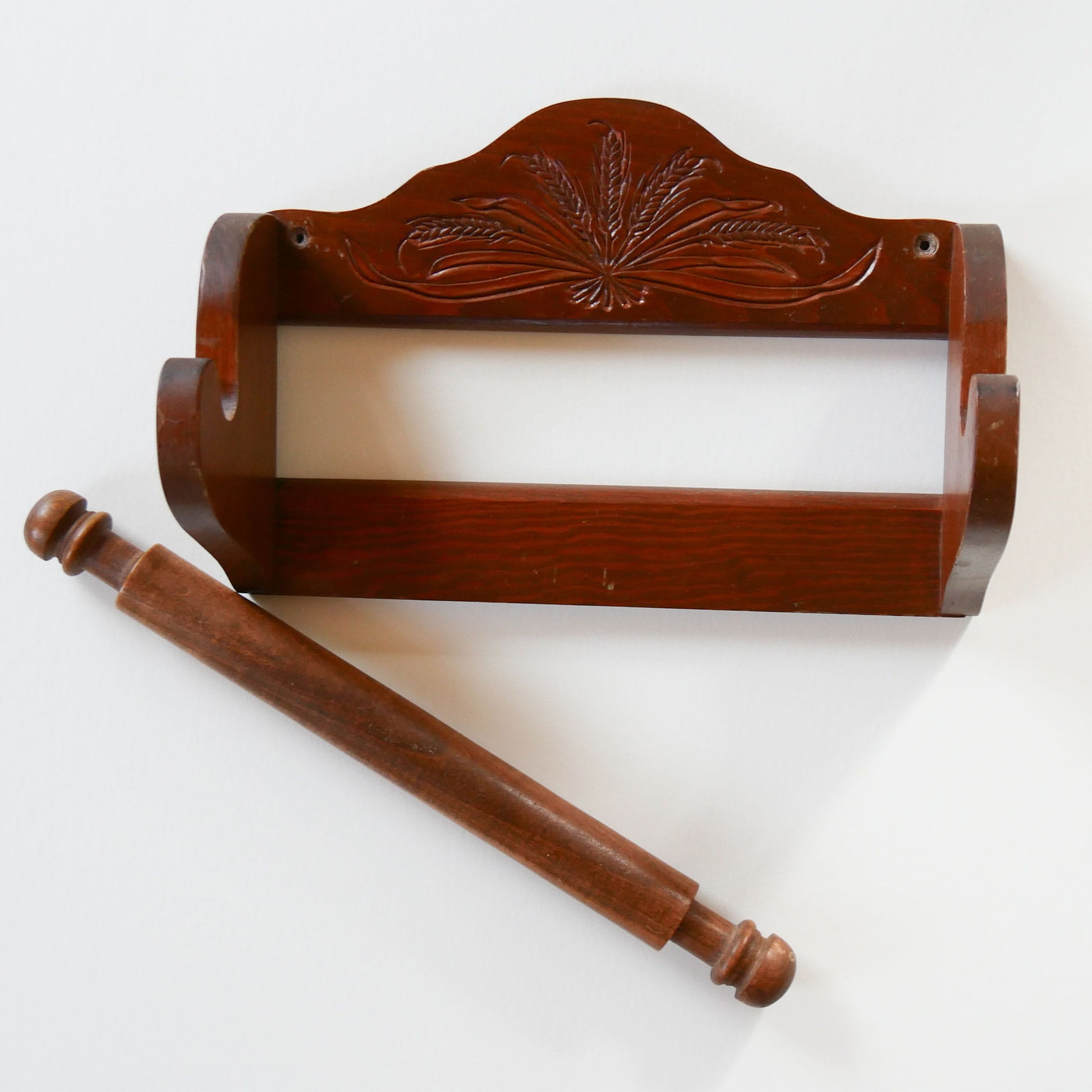 Vintage Wooden Paper Towel Holder, Wheat Design, Vintage Cottage Kitchen Decor, Vintage Wheat Design Wall Decor, Vintage Kitchen Decor, Vintage Home DEcor
