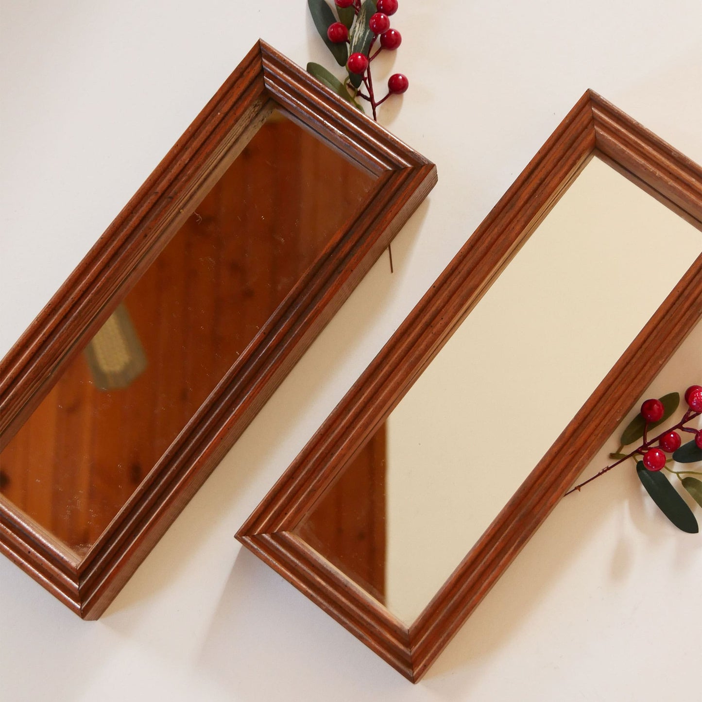 Vintage Wood Framed Rectangle Mirror, Vintage Framed Gallery Wall Mirror