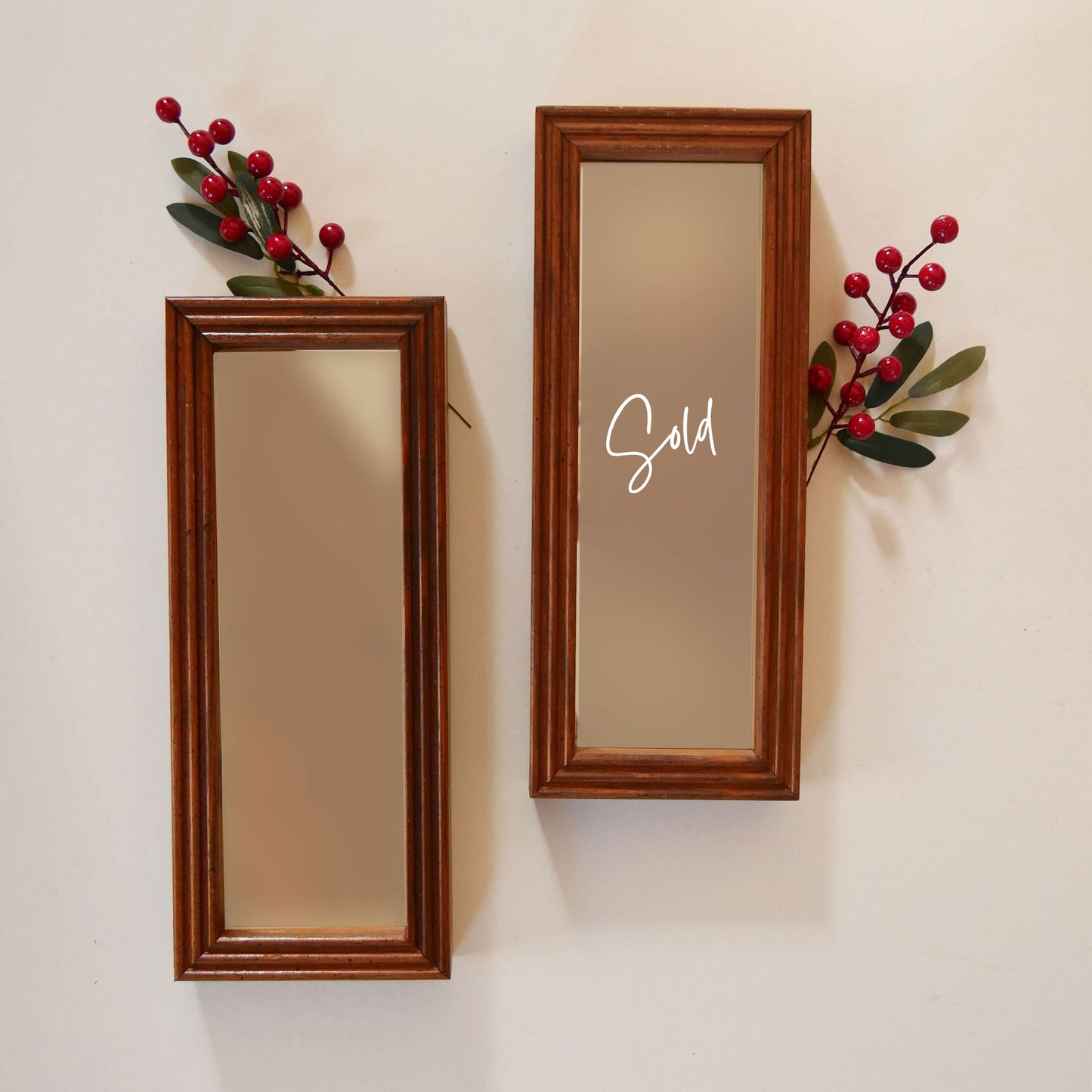 Vintage Wood Framed Rectangle Mirror, Vintage Framed Gallery Wall Mirror