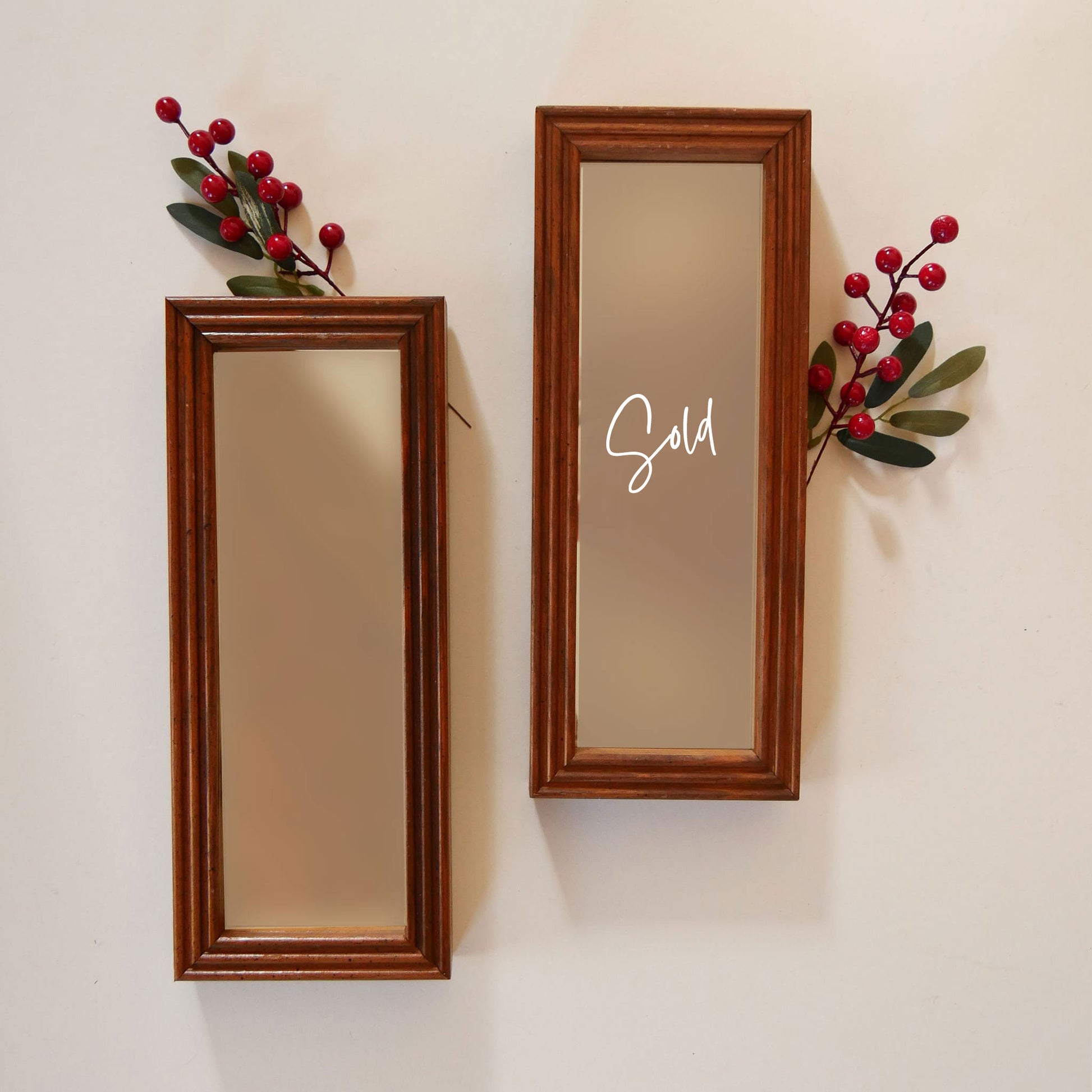 Vintage Wood Framed Rectangle Mirror, Vintage Framed Gallery Wall Mirror