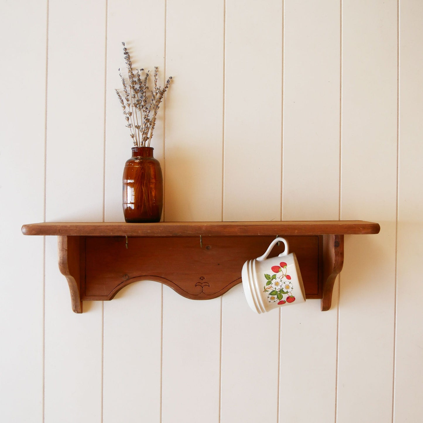 Vintage Wood Mounted Plate Rack Shelf, Vintage Wood Shelf, Vintage Plate Rack Shelf, Vintage Wood Wall Shelf, Vintage Wall Mounted Shelf, Vintage Spice Rack, COttagecore Shelf, Vintage Cottage Wall Decor