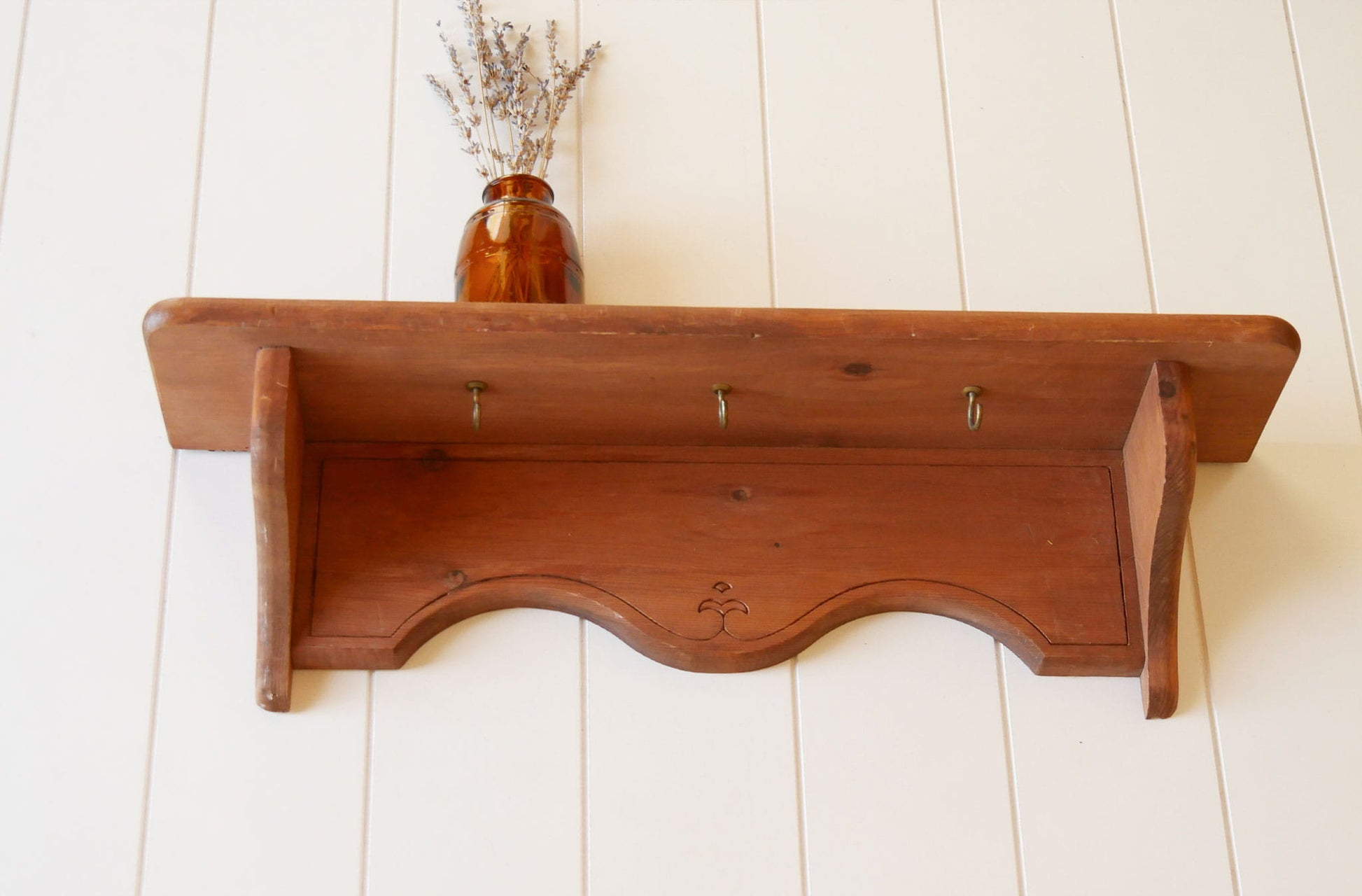 Vintage Wood Mounted Plate Rack Shelf, Vintage Wood Shelf, Vintage Plate Rack Shelf, Vintage Wood Wall Shelf, Vintage Wall Mounted Shelf, Vintage Spice Rack, COttagecore Shelf, Vintage Cottage Wall Decor