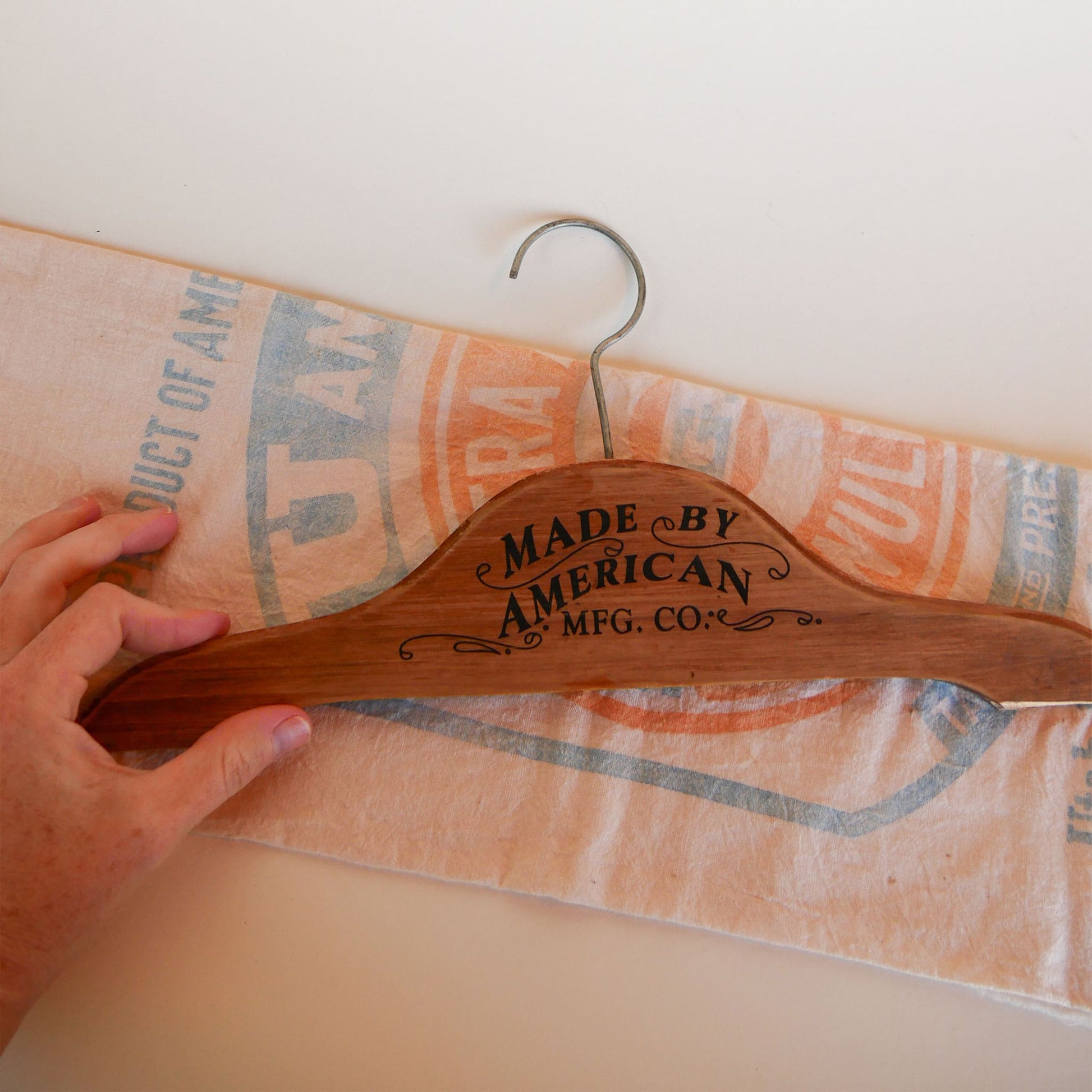 Vintage Made by American Wooden Hanger, Vintage Wood Hanger, Antique Wood Hanger, Vintage Farmhouse Decor, Vintage Primitive Wooden Hanger