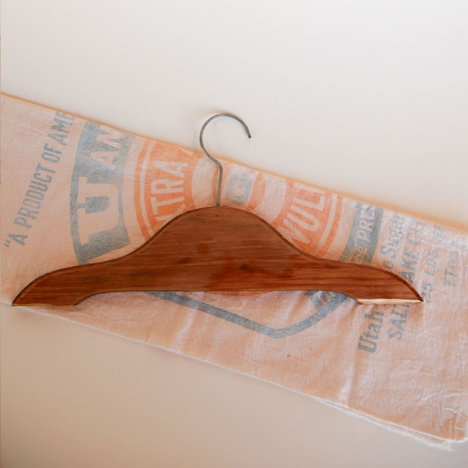 Vintage Made by American Wooden Hanger, Vintage Wood Hanger, Antique Wood Hanger, Vintage Farmhouse Decor, Vintage Primitive Wooden Hanger
