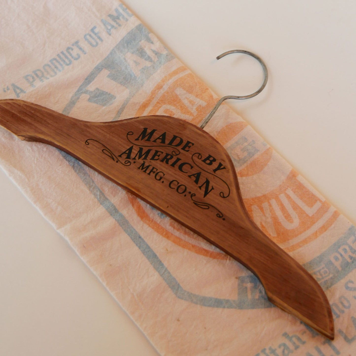 Vintage Made by American Wooden Hanger, Vintage Wood Hanger, Antique Wood Hanger, Vintage Farmhouse Decor, Vintage Primitive Wooden Hanger