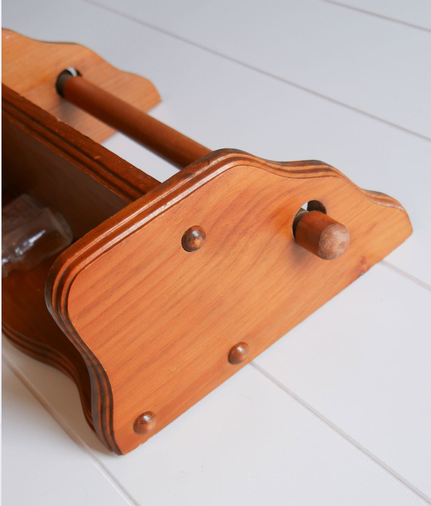 Vintage Wooden Paper Towel Holder with Shelf Farmhouse Towel Rack and Shelf Vintage Bathroom Shelf Vintage Kitchen Shelf