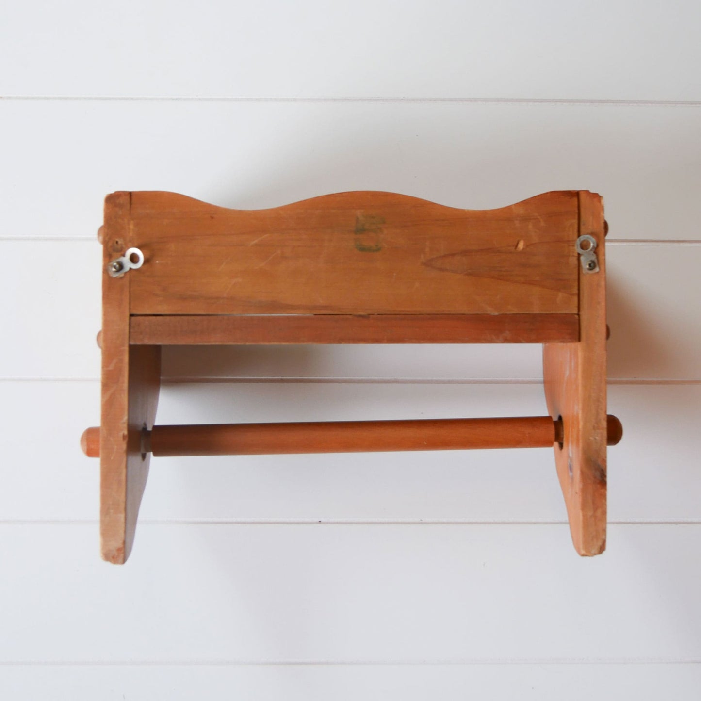 Vintage Wooden Paper Towel Holder with Shelf Farmhouse Towel Rack and Shelf Vintage Bathroom Shelf Vintage Kitchen Shelf