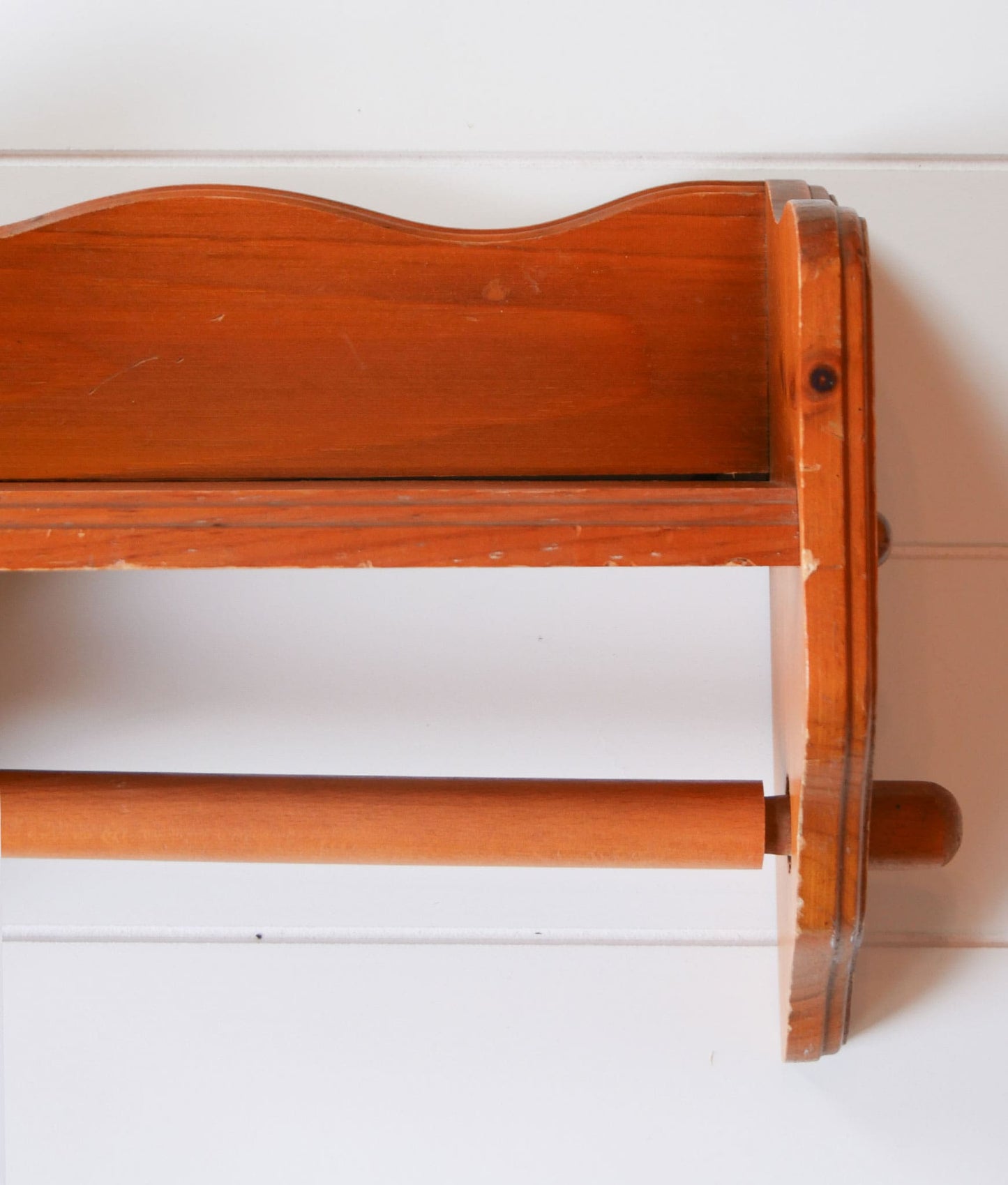 Vintage Wooden Paper Towel Holder with Shelf Farmhouse Towel Rack and Shelf Vintage Bathroom Shelf Vintage Kitchen Shelf