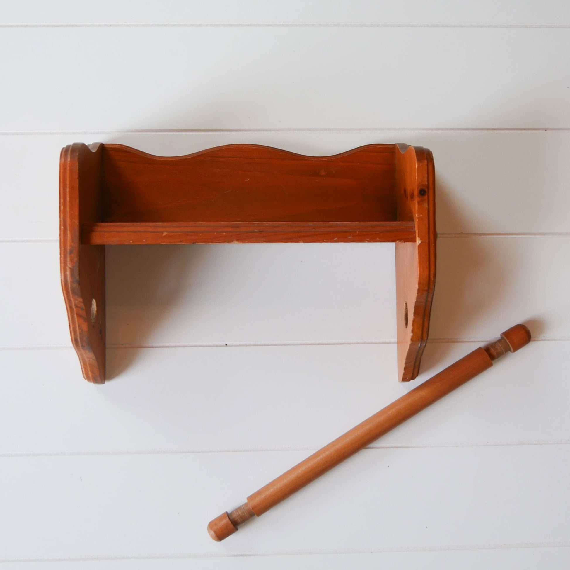 Vintage Wooden Paper Towel Holder with Shelf Farmhouse Towel Rack and Shelf Vintage Bathroom Shelf Vintage Kitchen Shelf
