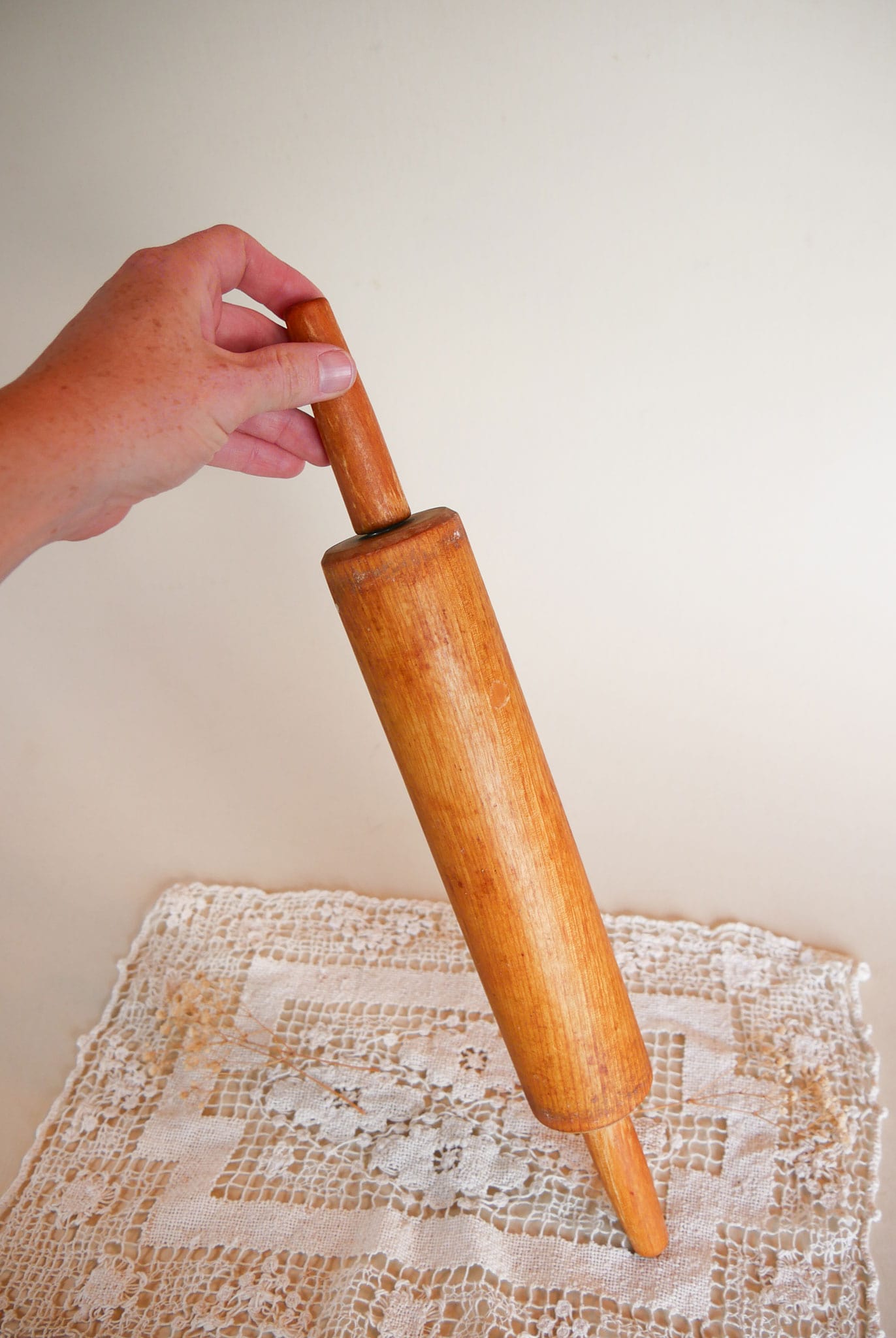 Vintage Rolling Pin, Vintage Wooden Rolling Pin, Primitive Rolling Pin, Vintage Farmhouse Kitchen Decor, Primitive Kitchen Decor
