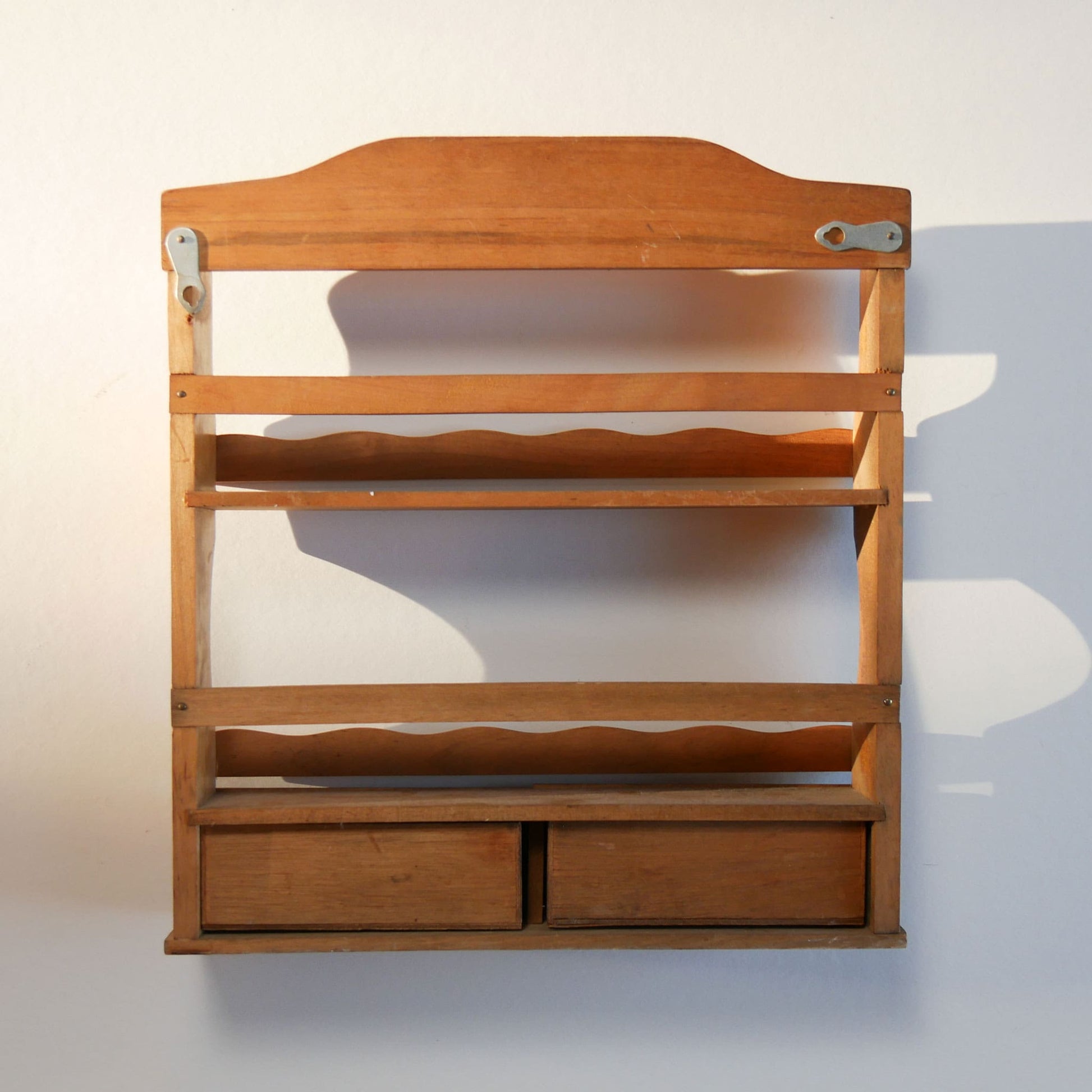 Vintage Wood Spice Rack with Drawers, Vintage Farmhouse Spice Rack