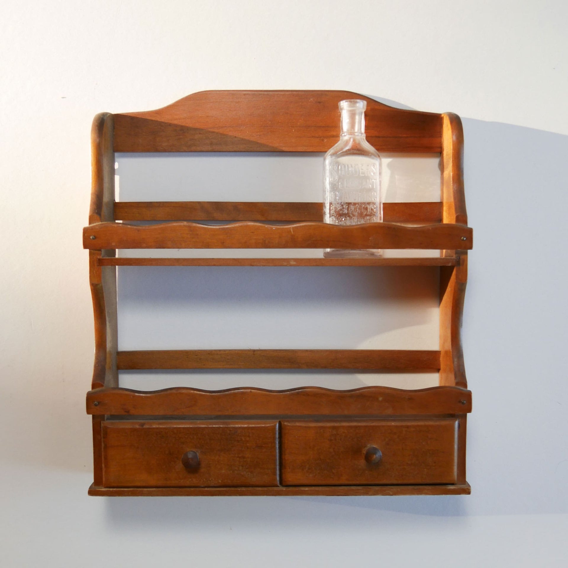 Vintage Wood Spice Rack with Drawers – Thrifted Wicker Basket