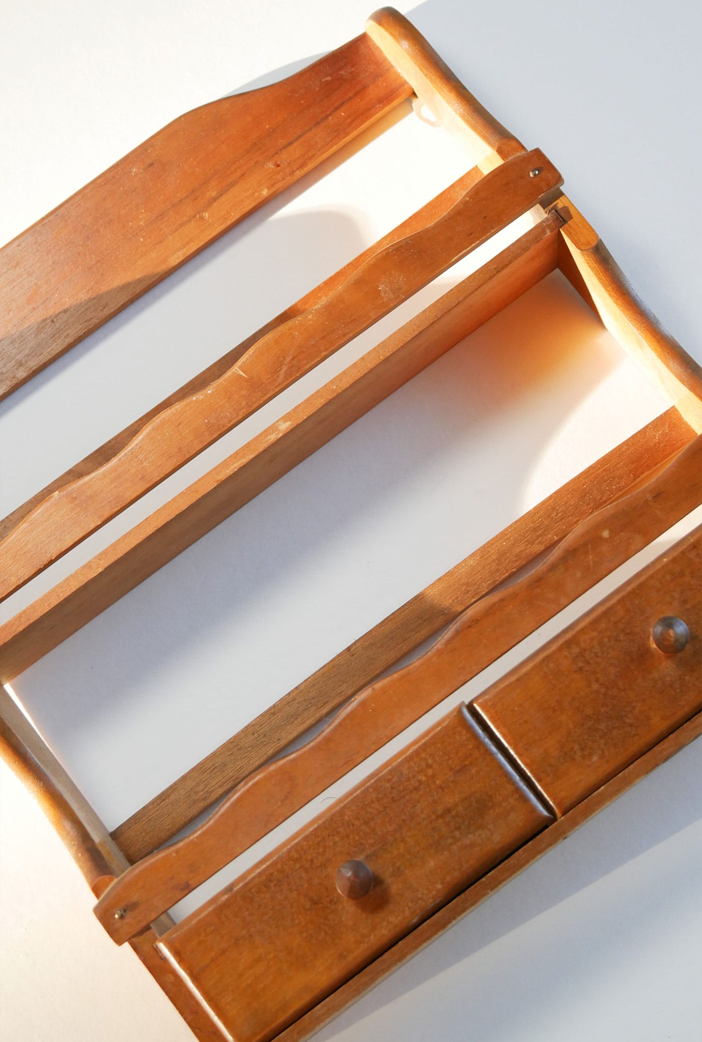 Vintage Wood Spice Rack with Drawers, Vintage Farmhouse Spice Rack