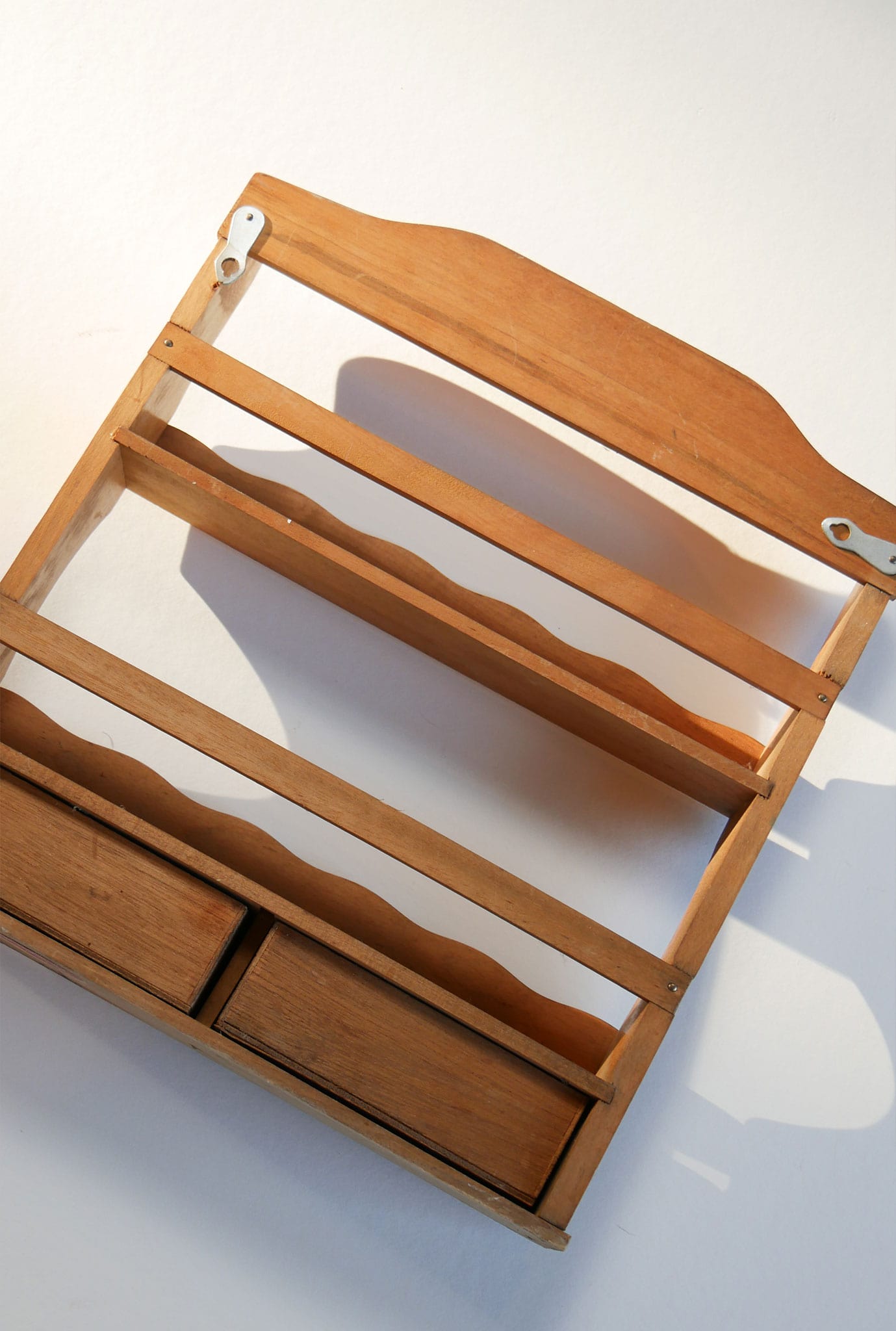 Vintage Wood Spice Rack with Drawers, Vintage Farmhouse Spice Rack