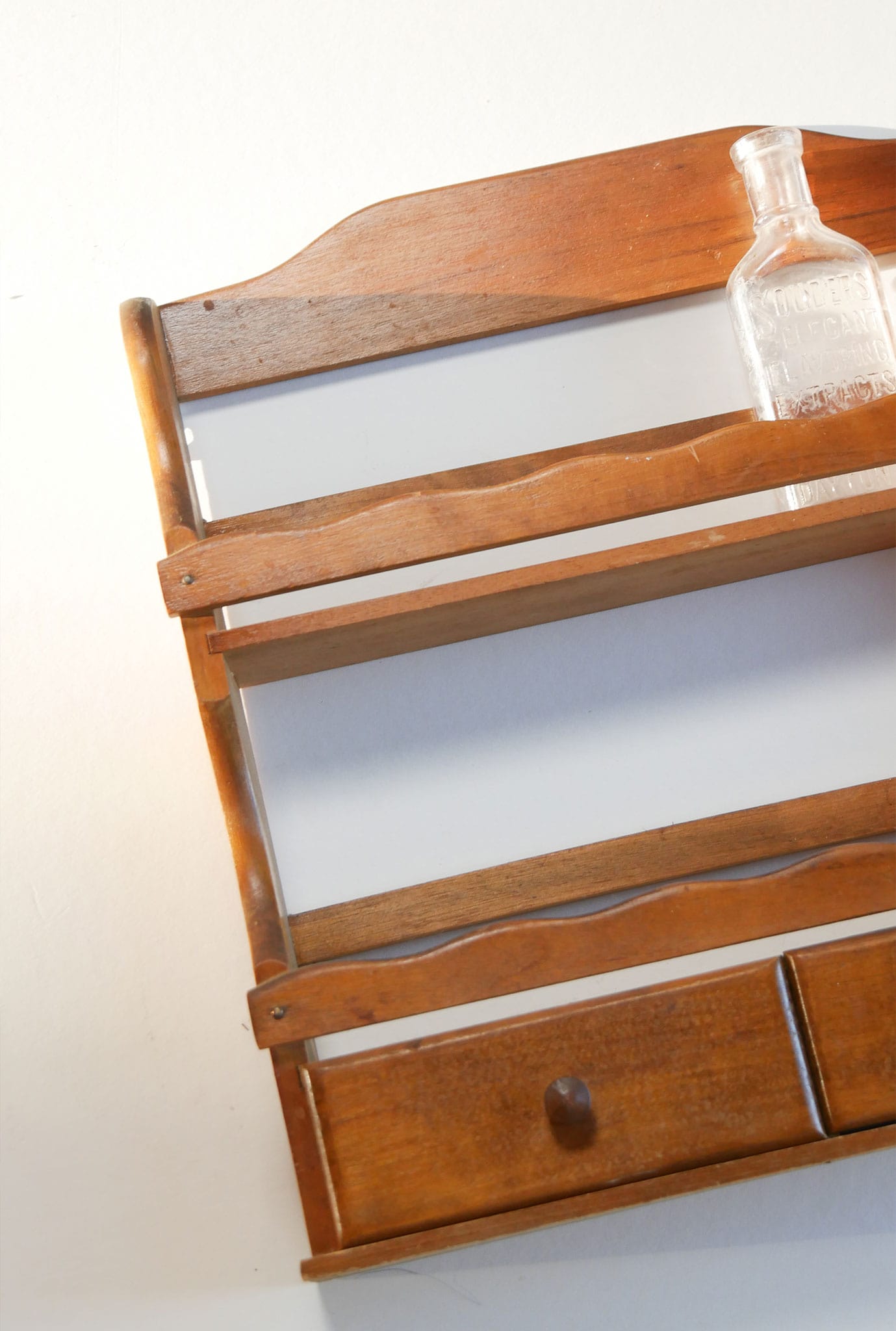 Vintage Wood Spice Rack with Drawers, Vintage Farmhouse Spice Rack