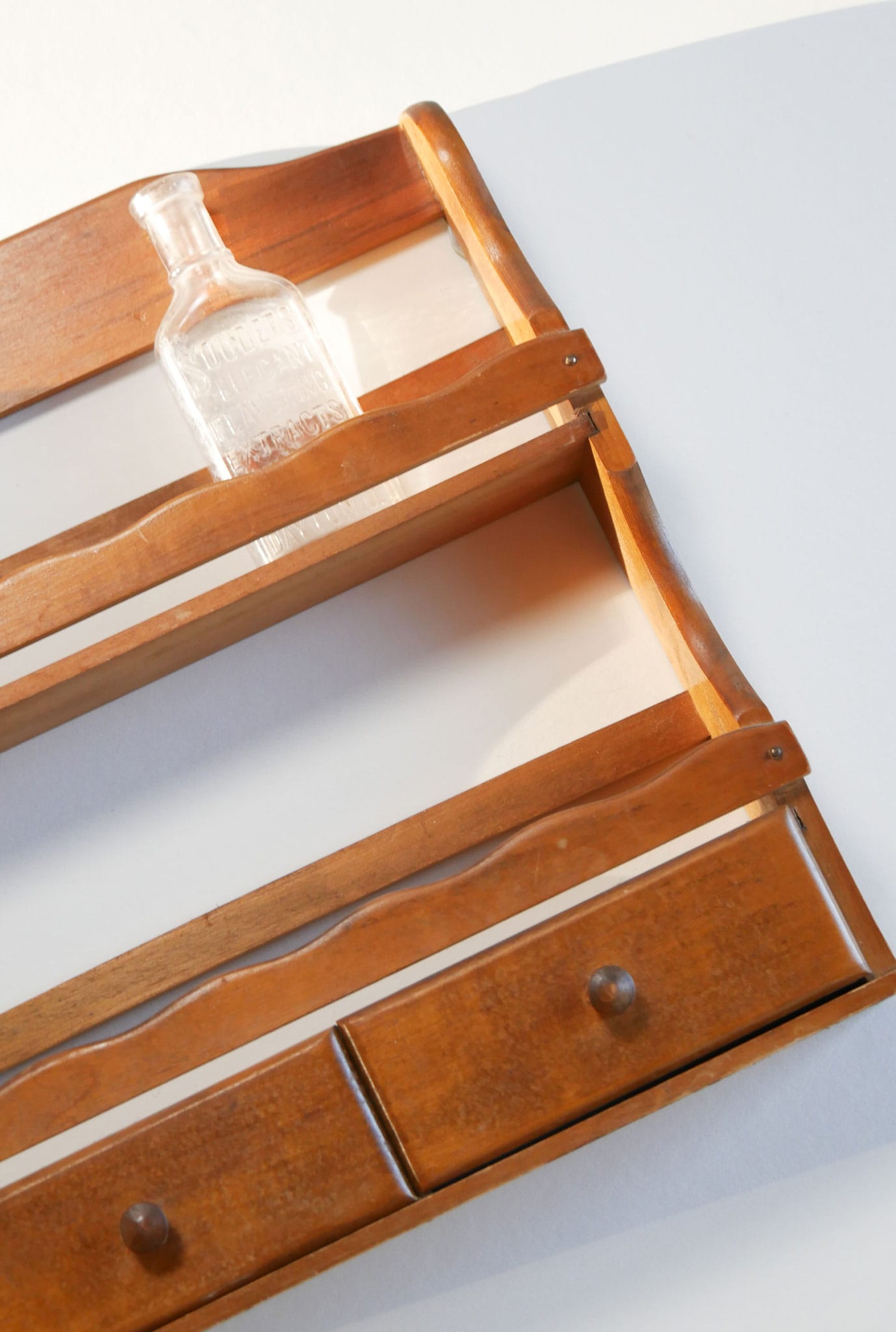 Vintage Wood Spice Rack with Drawers, Vintage Farmhouse Spice Rack