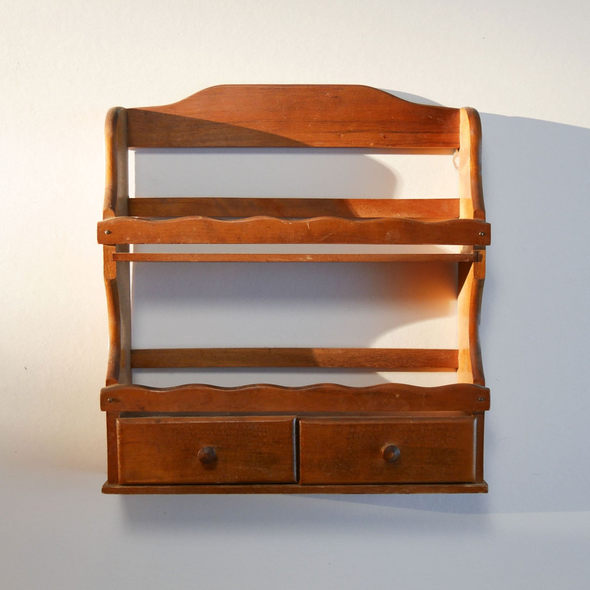 Vintage Wood Spice Rack with Drawers, Vintage Farmhouse Spice Rack