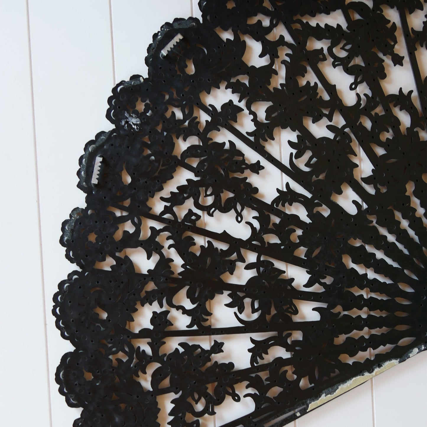 Vintage XL Black and Gold Burwood 4402 Wall Hanging Hand Fan, Vintage Wall Fan, Vintage Resin Black and Gold Victorian Fan, Vintage Victorian Wall Decor, Vintage Fan Decor, Vintage Wall Decor