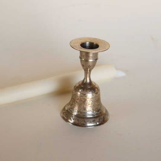 Silver Plated Etched Floral Candlestick Holder Bell, Floral Silver Candlestick Holder, Vintage Silver Candlestick Bell