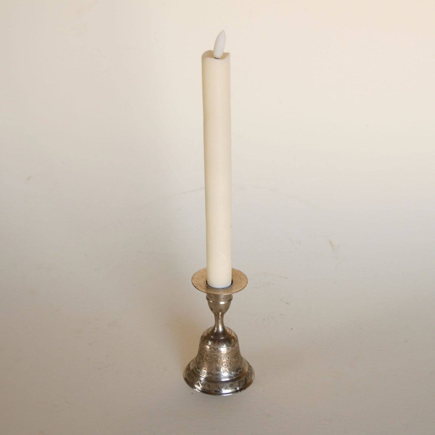 Silver Plated Etched Floral Candlestick Holder Bell, Floral Silver Candlestick Holder, Vintage Silver Candlestick Bell