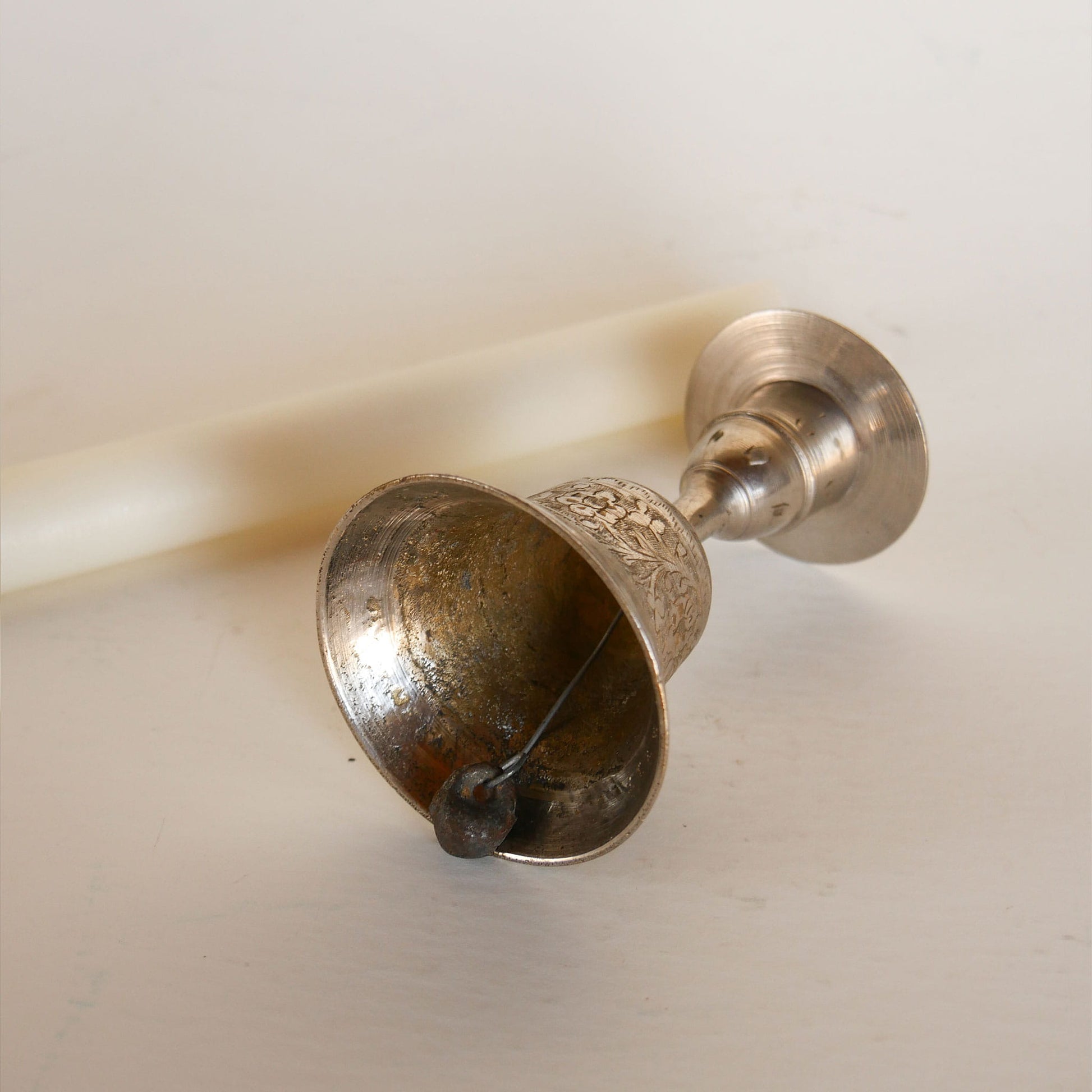 Silver Plated Etched Floral Candlestick Holder Bell, Floral Silver Candlestick Holder, Vintage Silver Candlestick Bell