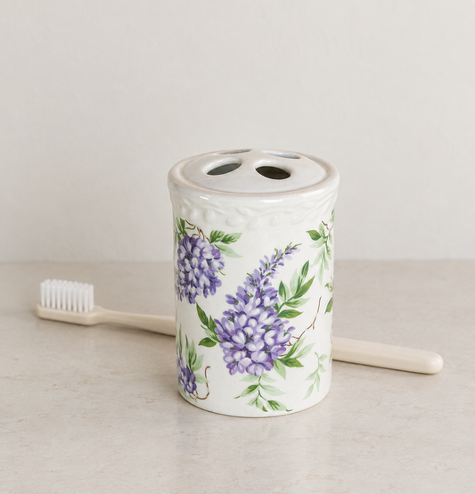 Vintage Floral Toothbrush holder, Vintage Toothbrush Holder, Cottagecore Bathroom, Vintage COttage Bathroom Decor