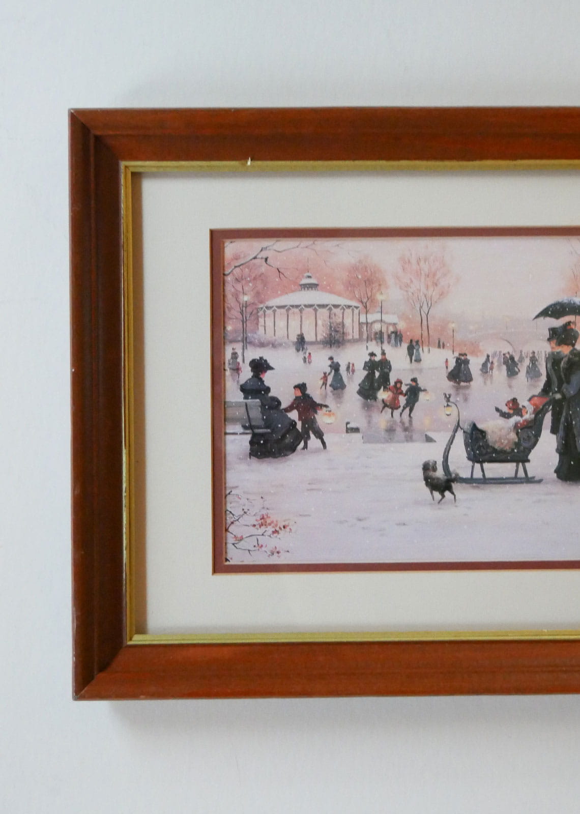 Vintage Framed “In Harmony” Ice Skating Print, Vintage Holiday Artwork, Vintage Holiday Wall Decor, Vintage Ice Skate Print, Vintage Winter Scene Wall Decor