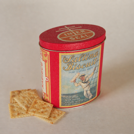 Vintage Nabisco Biscuit Oval Red Tin Canister, Vintage Cracker Tin, Vintage Crack Tin Canister, Vintage Nabisco Tin Canister, Vintage Nabisco Crack Tin
