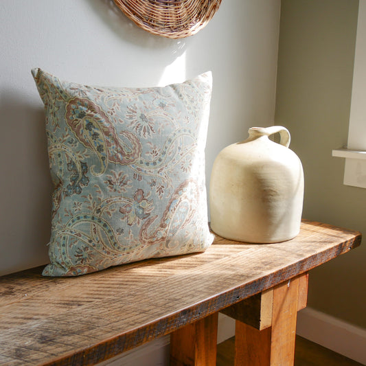 Vintage Teal Floral Detail Accent Pillow, Floral Throw Pillow, Vintage Floral Accent Pillow, Cottage Throw Pillow, Cottagecore Floral ACcent Pillow
