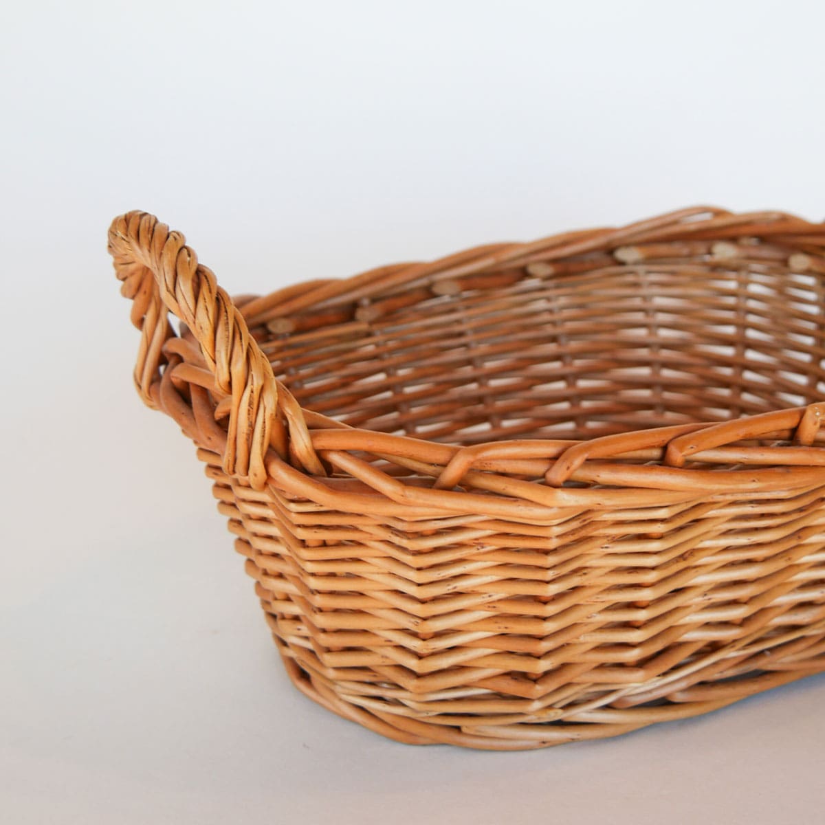 Vintage Rattan Wicker Basket with Handles, Farmhouse Baskets